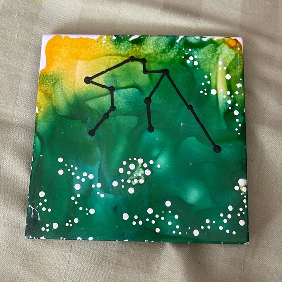 Aquarius Zodiac Constellation Ceramic Tile Decor - Picture 1 of 3